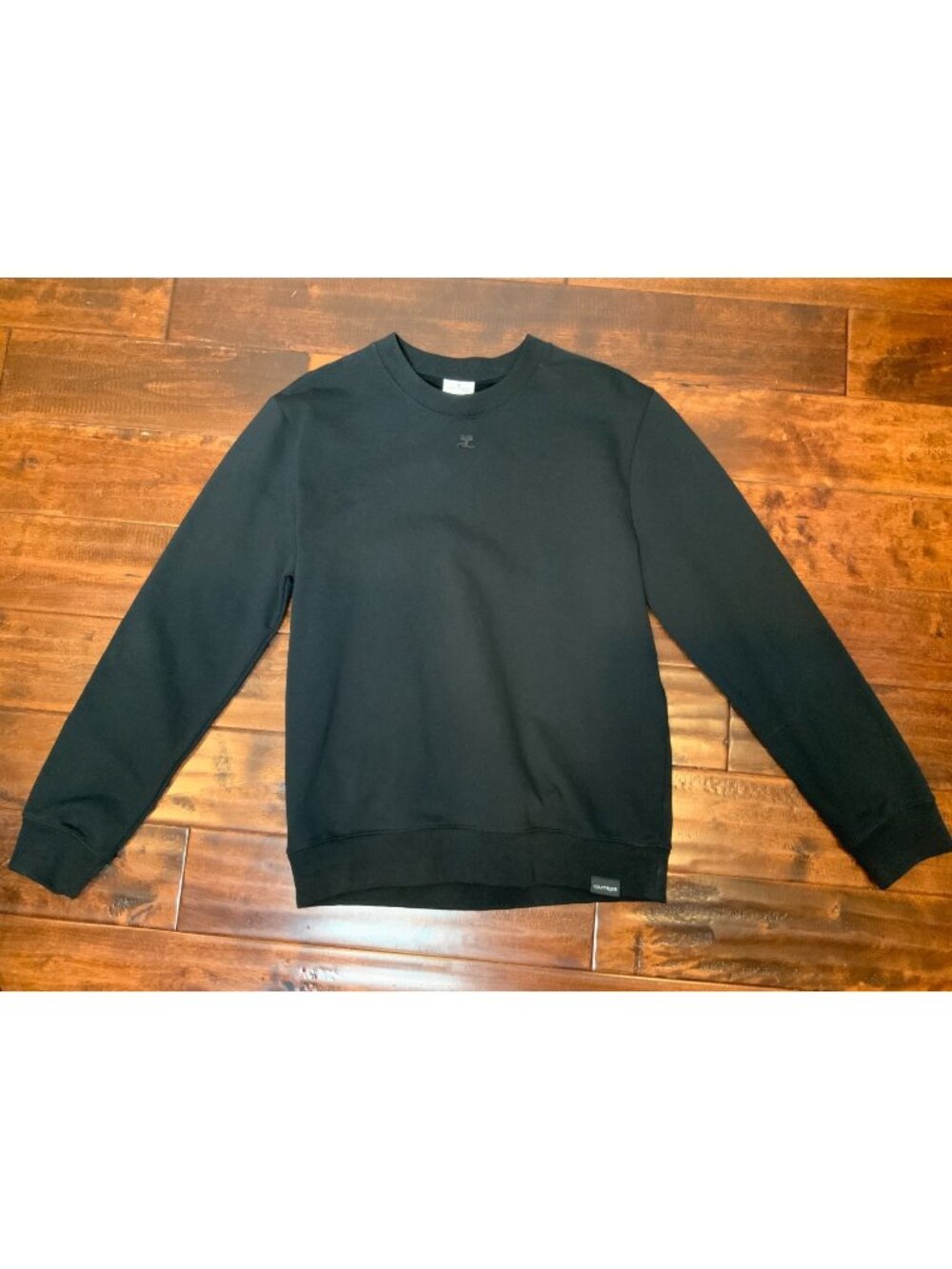 Courreges Paris Black Logo Crew Neck Cottom Sweatshirt, Size Medium